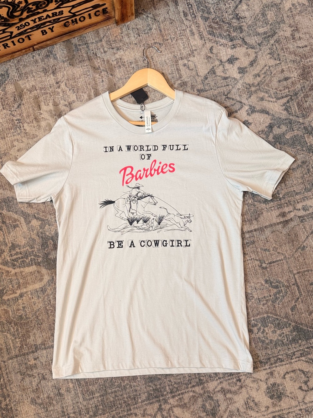 Men's White Graphic Tee — 'Be a Cowgirl' Slogan